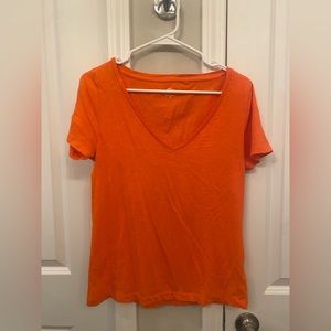 JCrew M Vintage Cotton V-neck. Orange perfect for fall